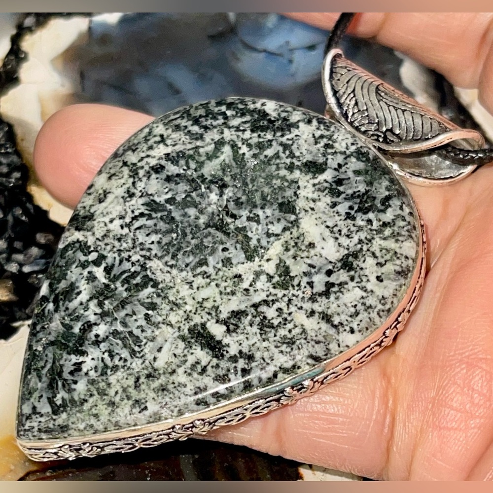 Large Dark Dendritic Agate Pendant 2 7/8”